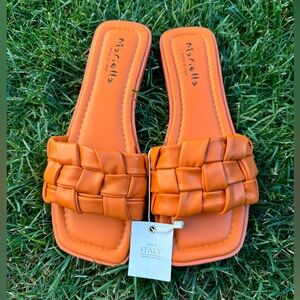 Mariella Italian made orange slide sandals fall orange basket weave Y2K size 9.5